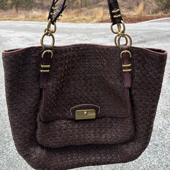 Coach Dark Brown Woven Shoulder Bag - Picture 6 of 6